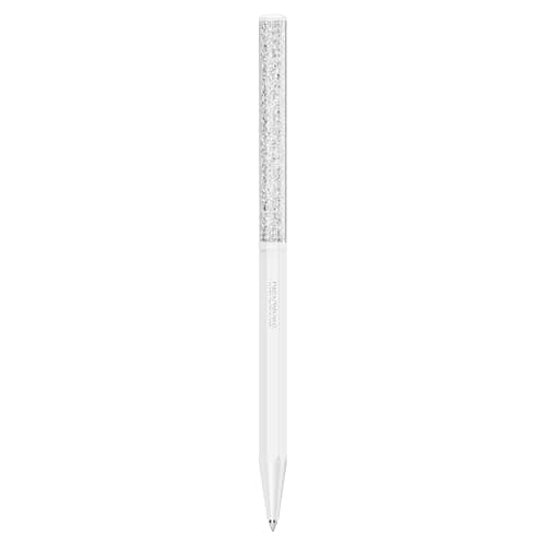 Swarovski Crystalline Ballpoint Pen: White Lacquered Barrel with Eight Crystal Facets | Premium Writing Instrument | Ele