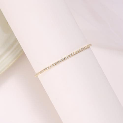 Solandе 14K Gold Plated Tennis Bracelet with Cubic Zirconiastones Adjustable Slider for Women Trendy Jewelry Sets
