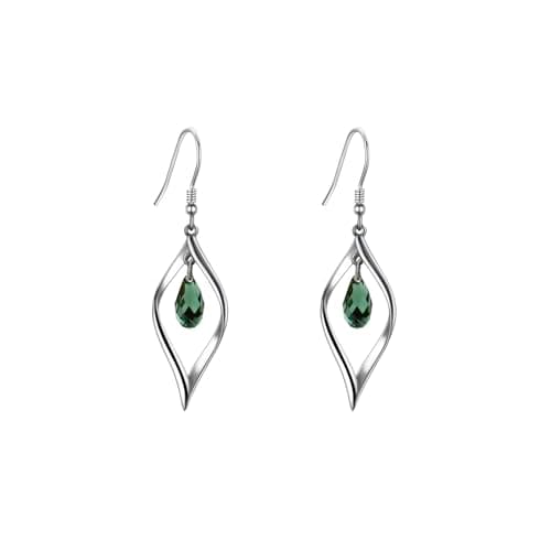Politeny 18K Gold-Plated 925 Sterling Silver Swarovski Crystal Twist Leaf Fashion Dangle Earrings for Women
| Politeny