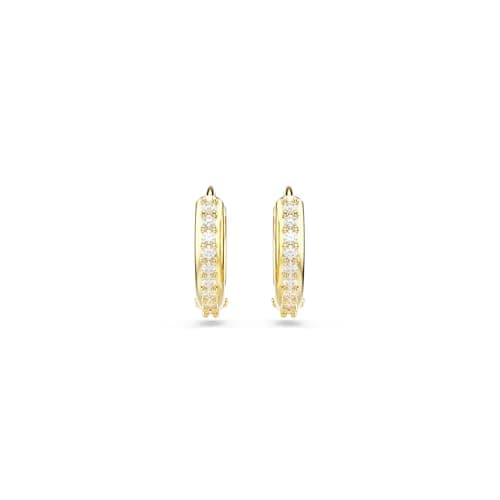 Swarovski Matrix Hoop Earrings, Round Cut Clear Gold-Tone Finished for Fashion Conscious Women for Daily Wear Featuring