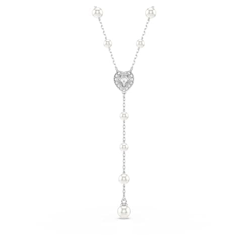 Swarovski Ariana Grande Y Style Crystal and Pearl Necklace - Glamorous Rhodium Finish for Fashionistas - Red Carpet and