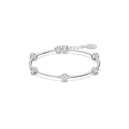 Swarovski Attract Jewelry Collection for Women: Rhodium Tone Neckerche, Earrings, & Bracelet - Crystalline Sparkle
| Sw