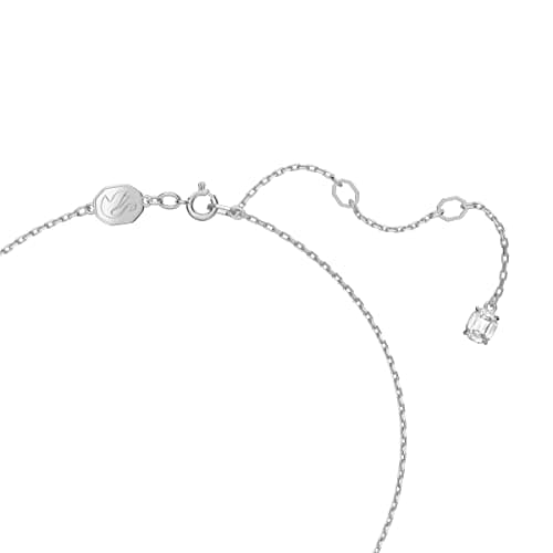 Swarovski Angelic Pendant: Circular Clear Crystal, Rhodium Plated Chain, Elegant Evening Jewelry