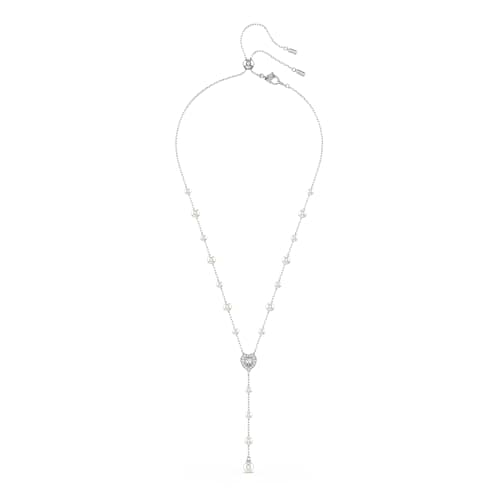 Swarovski Ariana Grande Y Style Crystal and Pearl Necklace - Glamorous Rhodium Finish for Fashionistas - Red Carpet and