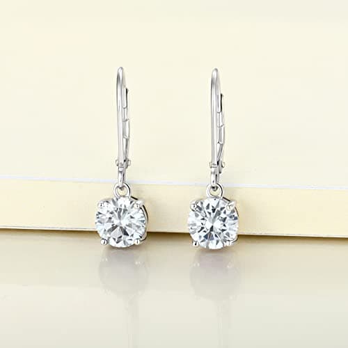 YL Women's Solitaire Dangle Drop 925 Sterling Silver Birthstone Jewelry
| YL Women's 925 Sterling Silver Round Leverbac