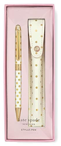 Kate Spade New York Black Ink Ballpoint Pen with Stylus Tip and Storage Pouch for Professionals and Students on the Go