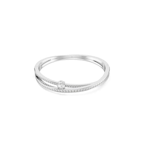 Swarovski Hyperbola Bangle: Mixed Cuts Clear Rhodium Finish for Women Evening Party