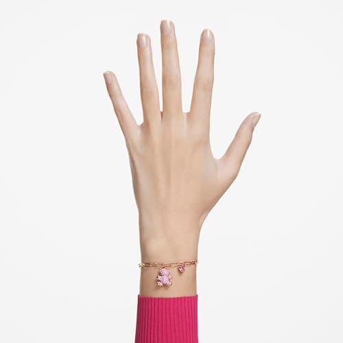 Swarovski Teddy Bracelet for Women, Bear Design, Pink, Rose Gold-Tone Finish, Fashion Accessory