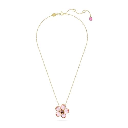 Swarovski Florere Necklace and Earrings Collection for Women | Pink Crystals, Yellow Crystals, Gold Tone Metal Finish |