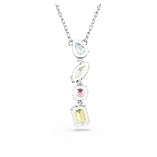 Swarovski Gema Y Pendant, Mixed Cuts, Multicolored, Rhodium Finished for Women Jewelry Collection