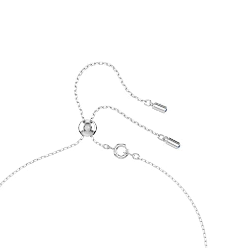 Swarovski Attract Crystal Y Necklace - Round Cut Blue & Pink Stones, Rhodium Finish, Perfect Gift for Special Occasions
