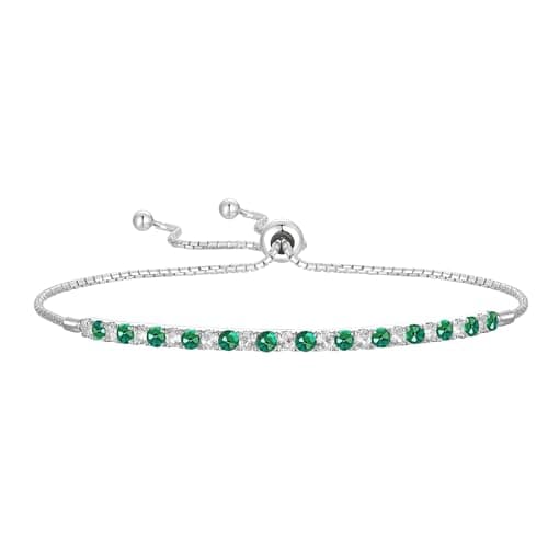 Tirafina Gemstone and Lab-Created White Sapphire Adjustable Bolo Bracelet for Women, Easy-On Easy-Off, Perfect for Casua