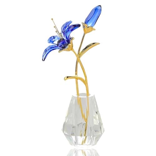 Crystal Pink Lily Flower Figurines Collectibles with Crystal Vase Gifts for Women's Home Decor
Crystal Pink Flower with