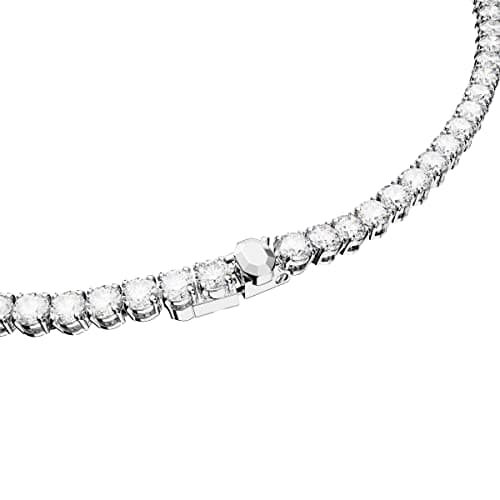 Swarovski Matrix Tennis Jewelry Set for Women, All-Round Necklace and Pierced Stud Earrings, Rhodium Finished Clear Crys