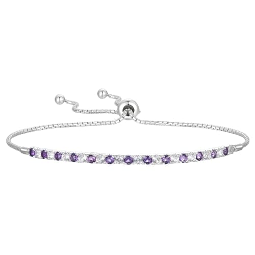 Tirafina Gemstone and Lab-Created White Sapphire Adjustable Bolo Bracelet for Women, Easy-On Easy-Off, Perfect for Casua