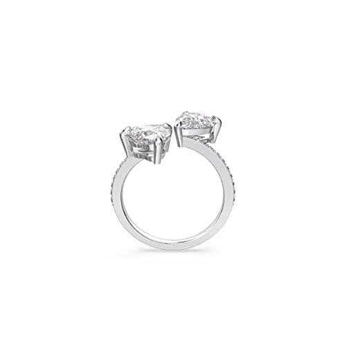 Swarovski Attract Soul Double Heart Ring, Rhodium Finish, Wedding Anniversary Gift for Her