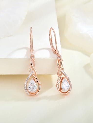 Sterling Silver Infinity Dangle Drop Earrings for Women Evening Parties
| Twisted Gemstone Sterling Silver Leverback Ea