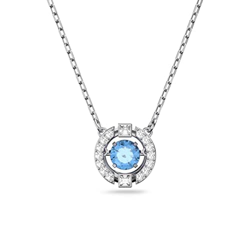 Swarovski Sparkling Dance Necklace and Earrings Jewelry Collection for Women in Rhodium Finish and Blue & Clear Crystal