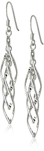 Amazon Essentials Sterling Silver Linear Swirl French Wire Earrings for Women Everyday Fashion Ear Accessory 10mm Diamet