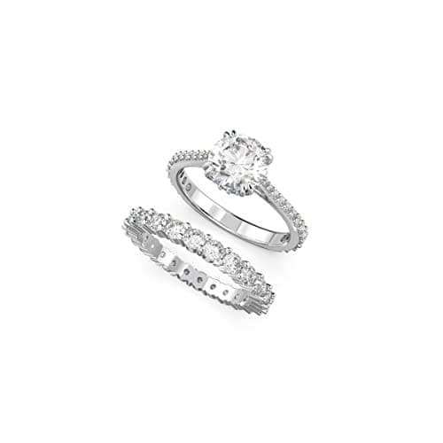 Swarovski Constella Ring Set Collection for Women, Clear Crystals, Elegant Rhodium Tone Finish, Stylish Jewelry, 6pcs Se