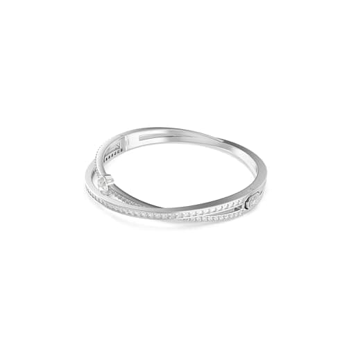 Swarovski Hyperbola Bangle: Mixed Cuts Clear Rhodium Finish for Women Evening Party
