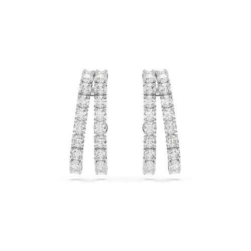 Swarovski Matrix Ear Cuffs Round Cut Clear Rhodium Finish for Fashionistas Evening Wear Sparkle Accessories