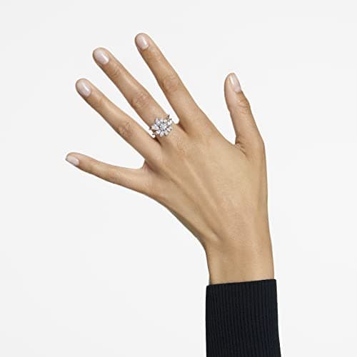 Swarovski Gema Crystal Cocktail Ring Pair Jewelry Collection for Women Rhodium Tone Finish Trendy Crystal Jewelry