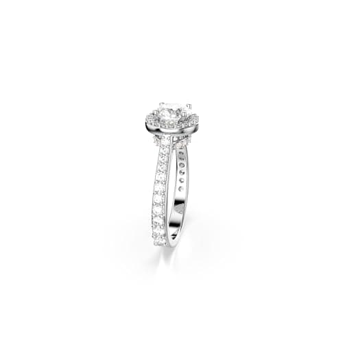 Swarovski Una Angelic Ring, Round Cut Clear Silver-Tone Finish Size 6 3/4 for Women