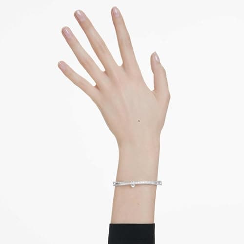 Swarovski Hyperbola Bangle: Mixed Cuts Clear Rhodium Finish for Women Evening Party