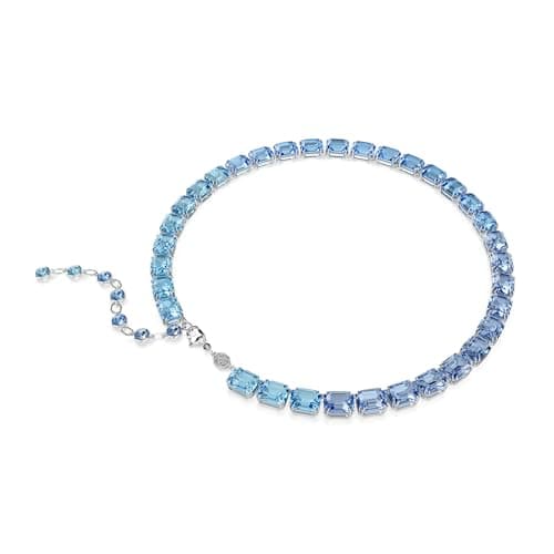 Swarovski Millenia Tennis Necklace for Women, Octagon Cut, Color Gradient, Blue, Rhodium Finished, Statement Jewelry, Ve