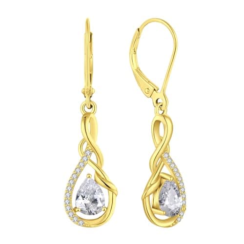 Sterling Silver Infinity Dangle Drop Earrings for Women Evening Parties
| Twisted Gemstone Sterling Silver Leverback Ea