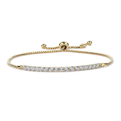 Tirafina Diamond Adjustable Bolo Bracelet for Women | 14K Rose Gold-Plated | Easy-On Easy-Off | 1/10 cttw | 6, 7 and 8 I