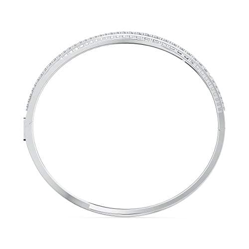 Swarovski Twist Rows Clear Crystal Bracelet - Rhodium & Rose Gold Tone, Women's Fashion Jewelry, 7.5cm
