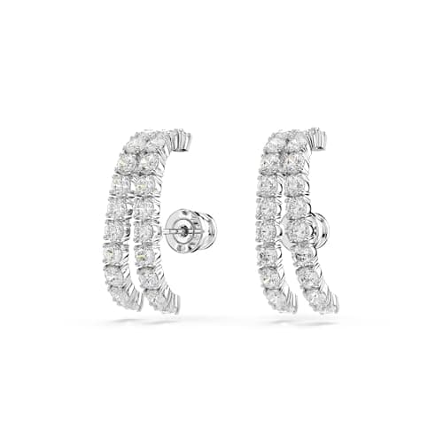 Swarovski Matrix Ear Cuffs Round Cut Clear Rhodium Finish for Fashionistas Evening Wear Sparkle Accessories