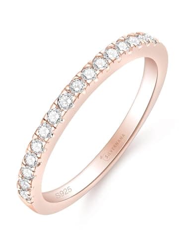 SilverNana Moissanite Wedding Band, 925 Sterling Silver Stackable Eternity Rings for Women Size 4-10
SilverNana Moissani