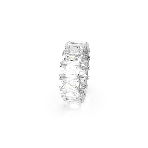 Swarovski Matrix Vittore Clear Baguette Ring for Women Rhodium Finish Size 8