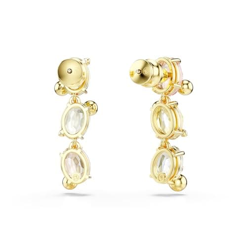 Swarovski Gema Drop Earrings: Asymmetrical Design, Mixed Cuts, Multicolored, Gold-Tone Finish for Fashionistas