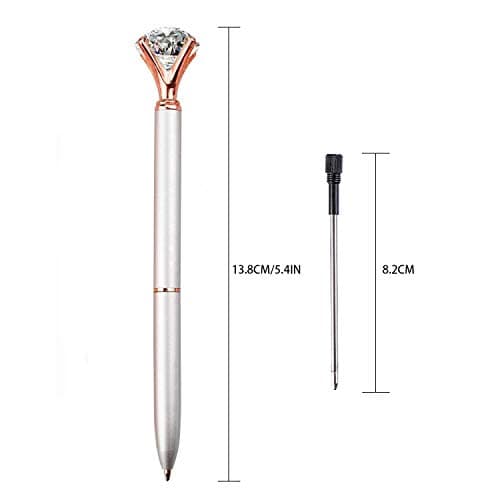 Premium Ballpoint Pens Large Crystal Diamond Pen Bling Metal Office and School Silver/White Rose Polka Dot/Rose Gold 3 P