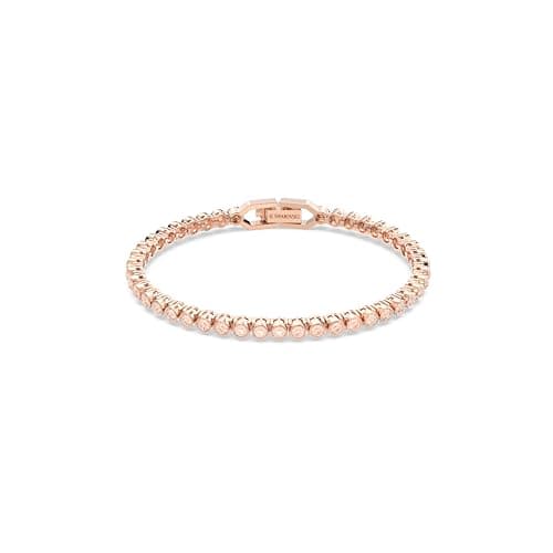 Swarovski Imber Emily Pink Tennis Bracelet - Round Cut, Rose Gold-Tone Finish, Elegant Jewelry for Women During Spring
