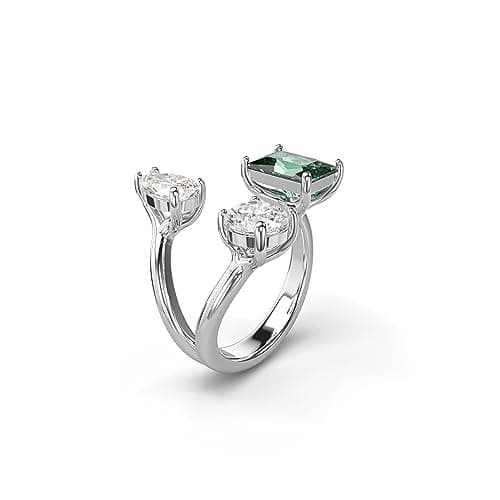 Swarovski Mesmera Open Ring: Green and Clear Mixed-Cut Stones, Silver-Tone Finish, Mesmera Collection  
Swarovski Mesmer