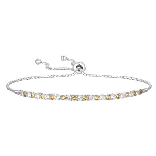 Tirafina Gemstone and Lab-Created White Sapphire Adjustable Bolo Bracelet for Women, Easy-On Easy-Off, Perfect for Casua