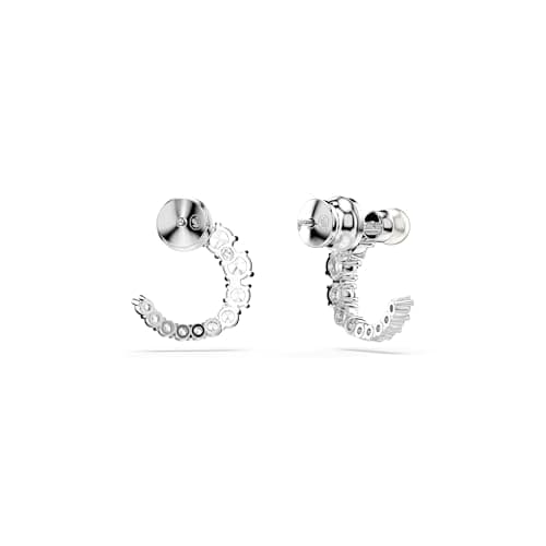 Swarovski Matrix Hoop Earrings: Crystal Pearl, Round Cut, Clear, Rhodium Finished for Fashionistas, Night Out, Elegant A