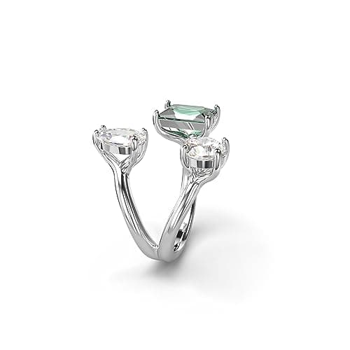 Swarovski Mesmera Open Ring: Green and Clear Mixed-Cut Stones, Silver-Tone Finish, Mesmera Collection  
Swarovski Mesmer