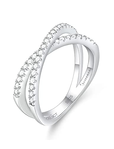 SilverNana Moissanite Wedding Band, 925 Sterling Silver Stackable Eternity Rings for Women Size 4-10
SilverNana Moissani