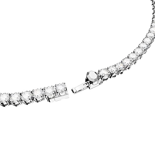 Swarovski Matrix Tennis Jewelry Set for Women, All-Round Necklace and Pierced Stud Earrings, Rhodium Finished Clear Crys