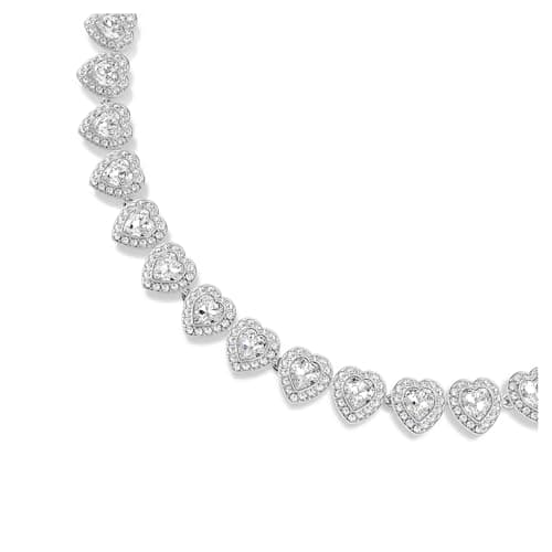 Swarovski Ariana Grande Heart All-Around Tennis Style Crystal Necklace - Glamorous Accents for Versatile Style