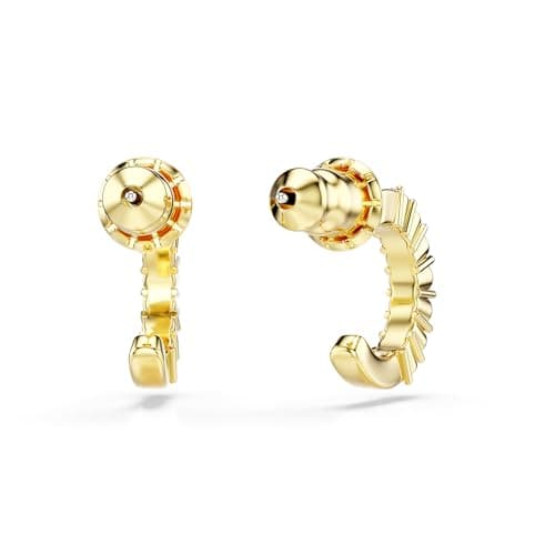 Swarovski Mini Hoop Hoop Earrings: Round Cut Pink Gold-Tone Finish for Women Parties Night Out