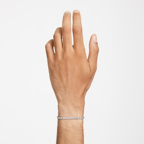 Swarovski Matrix Tennis Bracelet for Women, Round Cut, Clear, Rhodium Finished, Elegant Jewelry Design