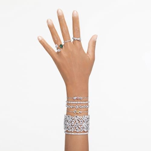 Swarovski Matrix Tennis Bracelet for Women, Round Cut, Clear, Rhodium Finished, Elegant Jewelry Design