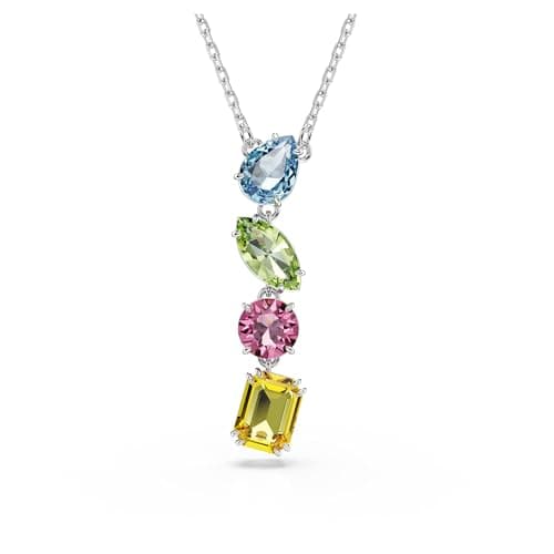 Swarovski Gema Y Pendant, Mixed Cuts, Multicolored, Rhodium Finished for Women Jewelry Collection